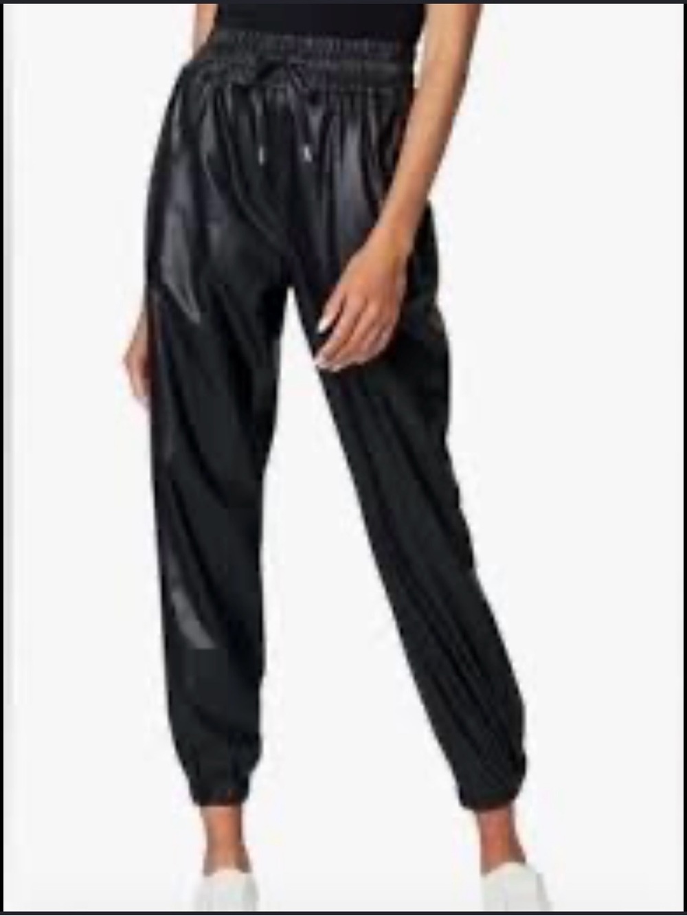 Noli Black faux leather Women's Track Jogger Pants with Fleece Lining